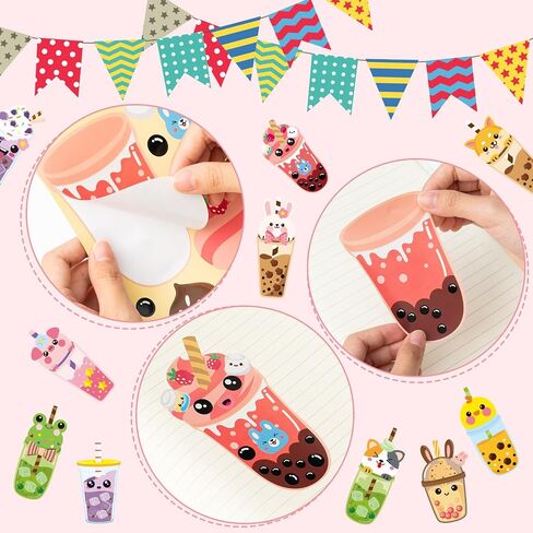 ANGOLIO 40Pcs Make A Face Boba Tea Stickers Make Your Own Milk Tea Stickers Mix and Match Sweets and Boba Tea Party Favor Supplies for Kids Ice Cream Sticker Games Birthday DIY Art Crafts in Saudi Arabia