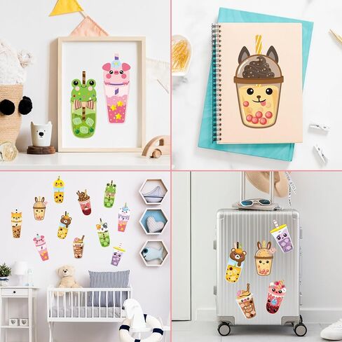 ANGOLIO 40Pcs Make A Face Boba Tea Stickers Make Your Own Milk Tea Stickers Mix and Match Sweets and Boba Tea Party Favor Supplies for Kids Ice Cream Sticker Games Birthday DIY Art Crafts in Saudi Arabia