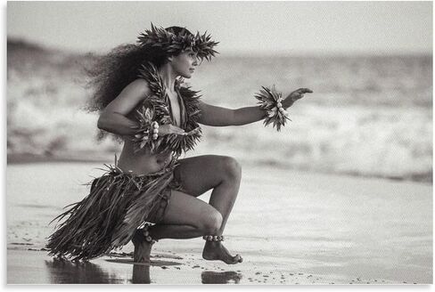 ملصقات ديكور الغرفة، ملصقات سريالية لامرأة هاواي حولا للرقص، ملصقات 80 ثانية (2) لوحات فنية جدارية من القماش، ديكور جداري، ديكور منزلي، ديكور غرفة المعيشة، مطبوعات جمالية 16 × 24 بوصة (40 × 60 سم) بدون إطار in Kuwait