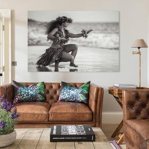 ملصقات ديكور الغرفة، ملصقات سريالية لامرأة هاواي حولا للرقص، ملصقات 80 ثانية (2) لوحات فنية جدارية من القماش، ديكور جداري، ديكور منزلي، ديكور غرفة المعيشة، مطبوعات جمالية 16 × 24 بوصة (40 × 60 سم) بدون إطار in Kuwait