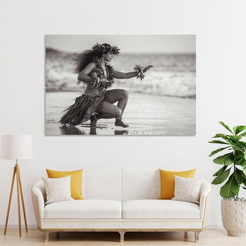 ملصقات ديكور الغرفة، ملصقات سريالية لامرأة هاواي حولا للرقص، ملصقات 80 ثانية (2) لوحات فنية جدارية من القماش، ديكور جداري، ديكور منزلي، ديكور غرفة المعيشة، مطبوعات جمالية 16 × 24 بوصة (40 × 60 سم) بدون إطار in Kuwait