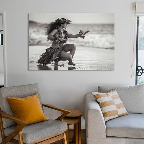 ملصقات ديكور الغرفة، ملصقات سريالية لامرأة هاواي حولا للرقص، ملصقات 80 ثانية (2) لوحات فنية جدارية من القماش، ديكور جداري، ديكور منزلي، ديكور غرفة المعيشة، مطبوعات جمالية 16 × 24 بوصة (40 × 60 سم) بدون إطار in Kuwait