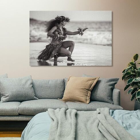 ملصقات ديكور الغرفة، ملصقات سريالية لامرأة هاواي حولا للرقص، ملصقات 80 ثانية (2) لوحات فنية جدارية من القماش، ديكور جداري، ديكور منزلي، ديكور غرفة المعيشة، مطبوعات جمالية 16 × 24 بوصة (40 × 60 سم) بدون إطار in Kuwait