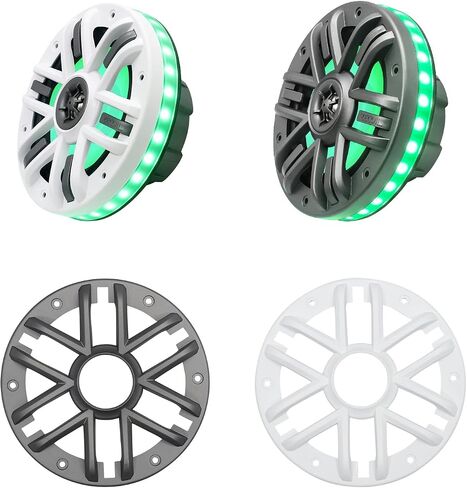 RECOIL M1-65K Complete 6.5 Inch 2-Way Marine Boat & UTV/ATV Coaxial Speaker System with RGB LED Lighting Rings, RGB LED Controller, Include Dark Silver & White Grilles, 4Ohm, MAX 240W Pair in Saudi Arabia