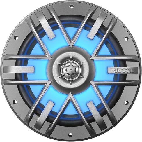 RECOIL M1-65K Complete 6.5 Inch 2-Way Marine Boat & UTV/ATV Coaxial Speaker System with RGB LED Lighting Rings, RGB LED Controller, Include Dark Silver & White Grilles, 4Ohm, MAX 240W Pair in Saudi Arabia