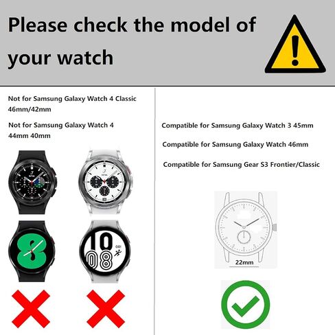 Compatible for Samsung Galaxy Watch 3 45mm/46mm bands,22mm Enamel Process Stainless Steel Metal Watch Strap Compatible Samsung Watch 3 45mm,Gear S3 Frontier/Classic Smartwatch,Black+Red in Saudi Arabia
