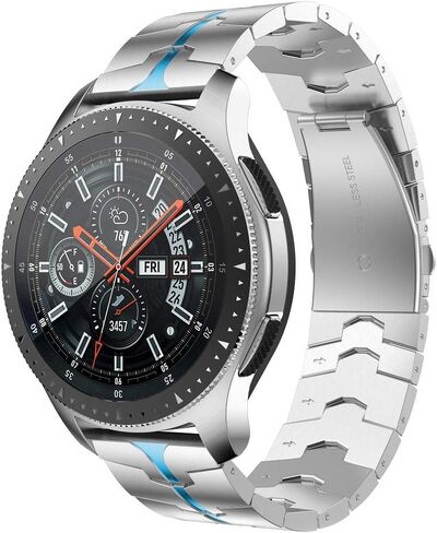 Compatible for Samsung Galaxy Watch 3 45mm/46mm bands,22mm Enamel Process Stainless Steel Metal Watch Strap Compatible Samsung Watch 3 45mm,Gear S3 Frontier/Classic Smartwatch,Black+Red in Saudi Arabia