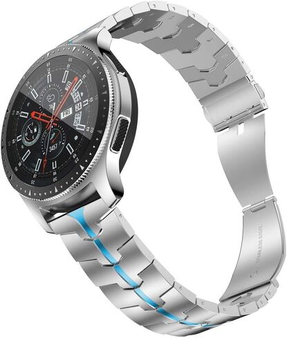Compatible for Samsung Galaxy Watch 3 45mm/46mm bands,22mm Enamel Process Stainless Steel Metal Watch Strap Compatible Samsung Watch 3 45mm,Gear S3 Frontier/Classic Smartwatch,Black+Red in Saudi Arabia