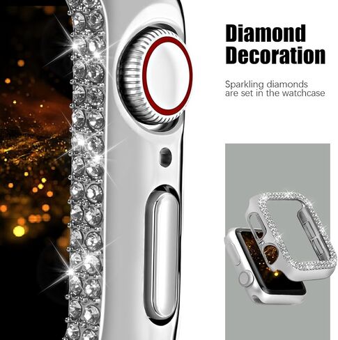 VIQIV Bling Dressy Bracelet with Case Compatible with Apple Watch Bands 38mm 40mm 41mm 42mm 44mm 45mm 49mm for Women Strethy, Stretch Smart Watch Bands for Women, Cute Jewelry Metal Wristband Strap for iWatch Ultra 2/Ultra Series 9/8/7/6/5/4/3/2/1/SE in Kuwait