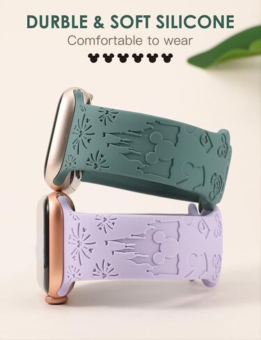 2 Packs Cartoon Bands Compatible with Apple Watch Bands 38mm 40mm 41mm 44mm 45mm 42mm 49mm Girls Women, Soft Silicone Cute Engraved Strap for iWatch Series 9/8/7/6/5/4/3/2/1/SE/Ultra/Ultra2 in Saudi Arabia