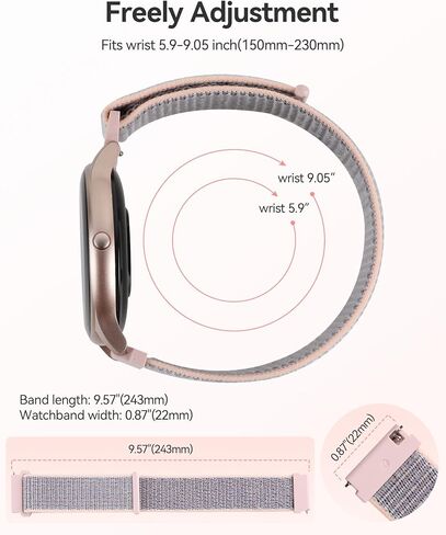 أحزمة ساعة Parsonver 22 مم متوافقة مع ساعة Samsung Galaxy Watch 3 Band 45mm/Galaxy Watch 46mm/Gear S3 Frontier/Classic Band، LW11، SPROD1 سوار الساعة الذكية، أشرطة نايلون للرجال والنساء، عبوتان in Kuwait