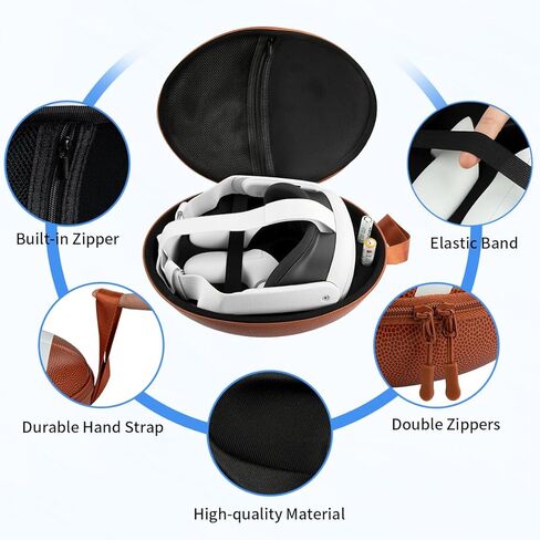 حقيبة حمل RGEEK متوافقة مع Quest 3 وأجهزة التحكم، مساحة كبيرة صلبة، حماية أثناء السفر، مقاومة للماء، لون الرجبي in Kuwait