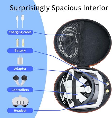 حقيبة حمل RGEEK متوافقة مع Quest 3 وأجهزة التحكم، مساحة كبيرة صلبة، حماية أثناء السفر، مقاومة للماء، لون الرجبي in Kuwait