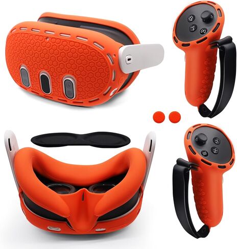 IFOYO 5 in 1 Silicone Accessories, VR Protective Case Set for Meta Quest 3, Controller Grip Cover, VR Shell Cover, Face Cover, Protective Lens Cover for Oculus Quest 3 (Black) in Saudi Arabia