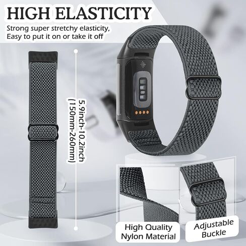 Runostrich Adjustable Elastic Watch Bands Compatible with Fitbit Charge 5 for Women Men, 5 Pack Stretchy Sport Loop Band Soft Nylon Wristband Accessories for Charge 5 Fitness & Health Tracker in Saudi Arabia