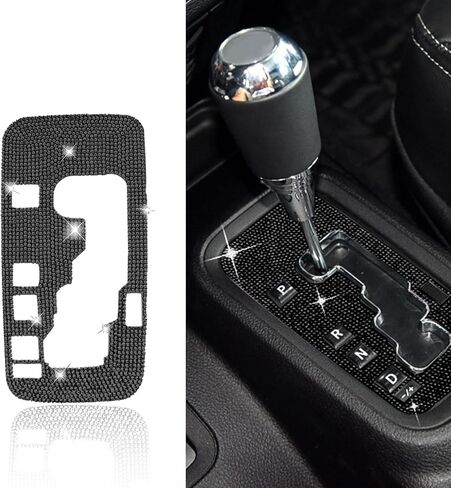 ملصق إطاري لغطاء صندوق ناقل الحركة من Bling Gear، ملصق غطاء صندوق نقل الحركة من Wrangler متوافق مع Wrangler 2012-2018، ملحقات داخلية للسيارة Bling للنساء والرجال (أسود) in Kuwait