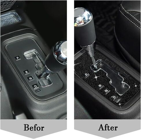 ملصق إطاري لغطاء صندوق ناقل الحركة من Bling Gear، ملصق غطاء صندوق نقل الحركة من Wrangler متوافق مع Wrangler 2012-2018، ملحقات داخلية للسيارة Bling للنساء والرجال (أسود) in Kuwait