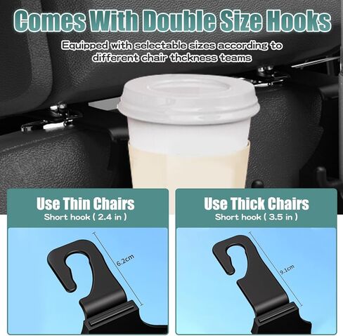 خطاف متعدد الوظائف لظهر مقعد السيارة - خطاف كأس ماء على ظهر المقعد، حامل أكواب المقعد الخلفي لسيارتك - 3 في 1 متعدد الوظائف مسند رأس مقعد السيارة وحامل هاتف مع خطاف in Kuwait