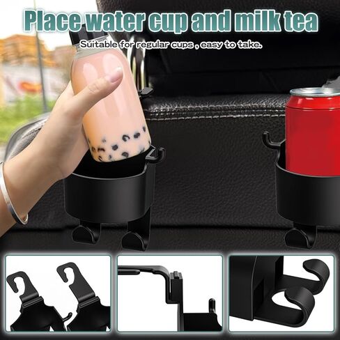 خطاف متعدد الوظائف لظهر مقعد السيارة - خطاف كأس ماء على ظهر المقعد، حامل أكواب المقعد الخلفي لسيارتك - 3 في 1 متعدد الوظائف مسند رأس مقعد السيارة وحامل هاتف مع خطاف in Kuwait