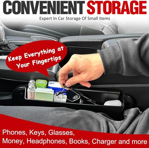 صينية مكتب عجلة قيادة السيارة مع منظم حشو فجوات مقعد السيارة، صينية طاولة طعام 2 في 1 لتناول الطعام والكمبيوتر المحمول مع حامل أكواب، منظم تخزين جانبي للسيارة لحمل الهاتف والنظارات الشمسية in Kuwait