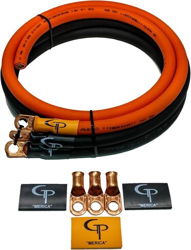 طقم أسلاك GP Car Audio Big 3 UPGRADE OFHC TRUE 1/0 AWG GAUGE برتقالي وأسود in Kuwait