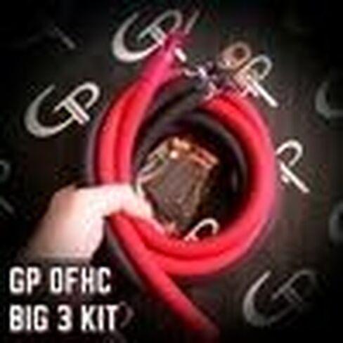 GP Car Audio Big 3 UPGRADE wiring Kit OFC TRUE 1/0 AWG GAUGE GREEN and BLACK in Saudi Arabia