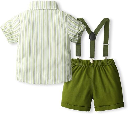 Toddler Baby Boy Clothes Suit Dress Clothes Bowtie Stripe Shirts + Suspender Shorts Gentleman Outfits in Saudi Arabia