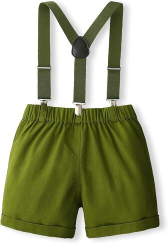 Toddler Baby Boy Clothes Suit Dress Clothes Bowtie Stripe Shirts + Suspender Shorts Gentleman Outfits in Saudi Arabia