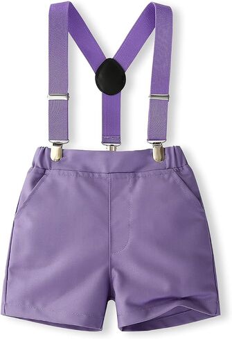 Toddler Baby Boy Clothes Suit Dress Clothes Bowtie Stripe Shirts + Suspender Shorts Gentleman Outfits in Saudi Arabia