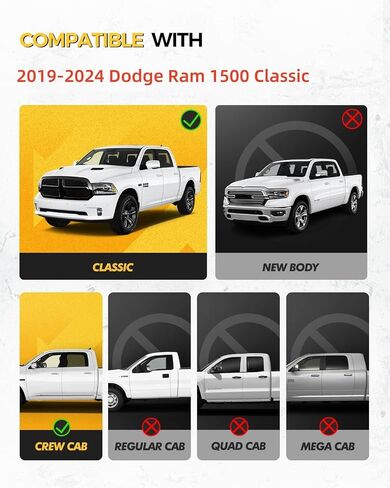 KYX Running Boards & Steps Nerf Bars Fit for 2019-2024 Dodge Ram 1500 Classic, A Pair 6 inch Car Door Side Steps Nerf Bars Truck Boards Step Rails-Silver Logo in Saudi Arabia