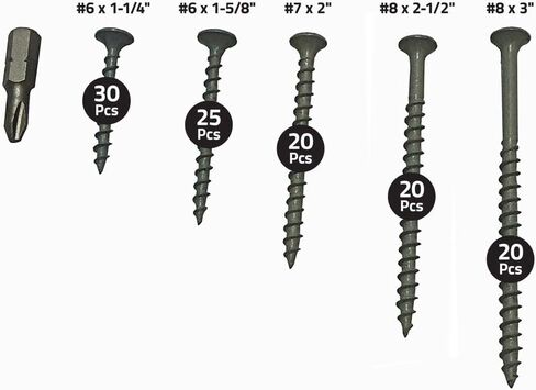 براغي Grip-Rite MPPG10 PrimeGuard المتنوعة من الخشب إلى الخشب، حزمة متعددة، تتضمن فيليبس رقم 2 مجانًا، 115 قطعة in Kuwait