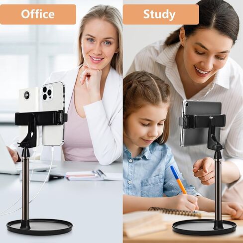 حامل الهاتف الخليوي من مكتب حامل الكمبيوتر اللوحي حامل هاتف مزدوج وسادة حامل سطح المكتب الدردشة حامل قاعدة مرجحة، ملحقات هاتف iPad أساسيات المكتب المنزلي زاوية ارتفاع قابلة للتعديل، مهد الهاتف المحمول المكتبي in Kuwait