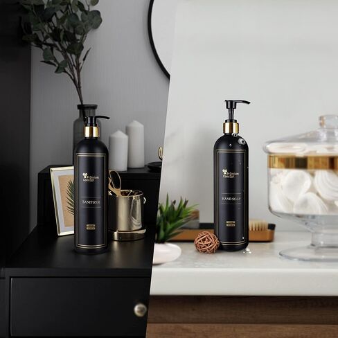 Plastic Pump Bottles for Shower Dispenser, Set of 3 Black 500mL Dispenser Bottles with Gift Box and Labels for Shampoo, Conditioner, Body Wash, Hand Soap, Detergent, and Dish Soap in Saudi Arabia