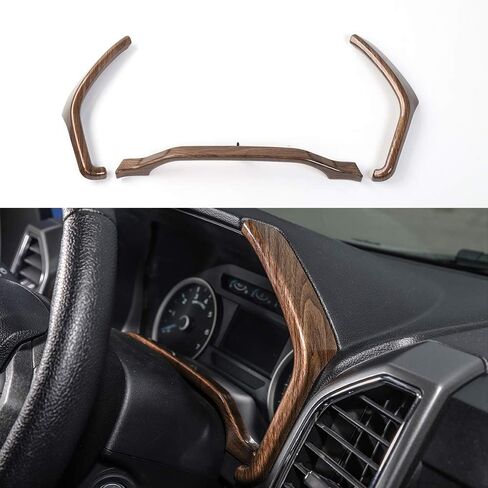 Voodola لسيارة Ford F150 2015-2020 غطاء حلقة جانبية للوحة القيادة المركزية متوافق مع Ford F150 F250 F350 Super Duty (لون خشبي، 3 قطع/مجموعة) in Saudi Arabia