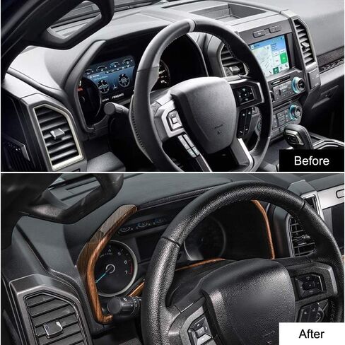 Voodola لسيارة Ford F150 2015-2020 غطاء حلقة جانبية للوحة القيادة المركزية متوافق مع Ford F150 F250 F350 Super Duty (لون خشبي، 3 قطع/مجموعة) in Saudi Arabia