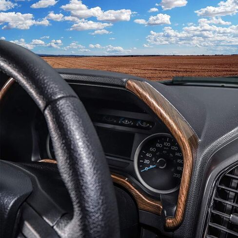 Voodola لسيارة Ford F150 2015-2020 غطاء حلقة جانبية للوحة القيادة المركزية متوافق مع Ford F150 F250 F350 Super Duty (لون خشبي، 3 قطع/مجموعة) in Saudi Arabia