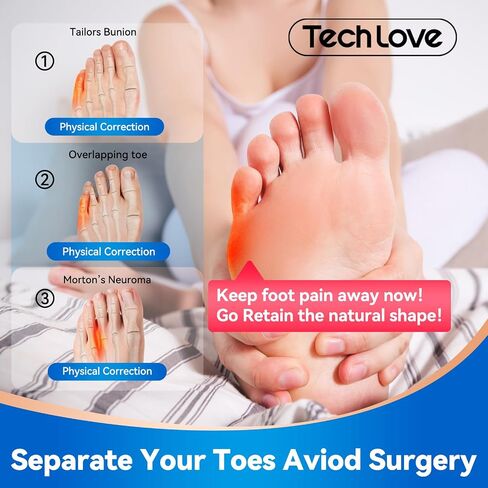 Tech Love 2 Pairs Original Adjustable, Pinky Toe Separators Soft Spacers Tailors Pads to Wear with Shoes, Tail toes Bunion Corrector Foot Pain Relief, Morton’s Neuroma in Saudi Arabia