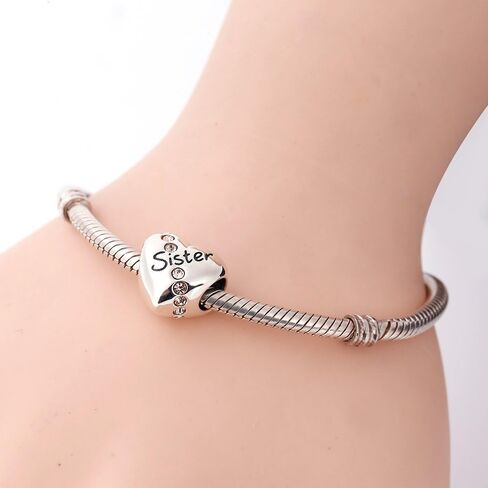 سحر قلب الأخت من الفضة الإسترليني عيار 925، سحر الحب العائلي معًا يناسب سوار باندورا الأوروبي in Kuwait