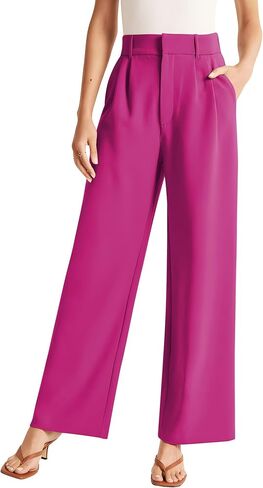 Sarin Mathews High Waisted Wide Leg Pants for Women Business Casual Dress Pant Palazzo Long Work Trousers with Pockets in Kuwait