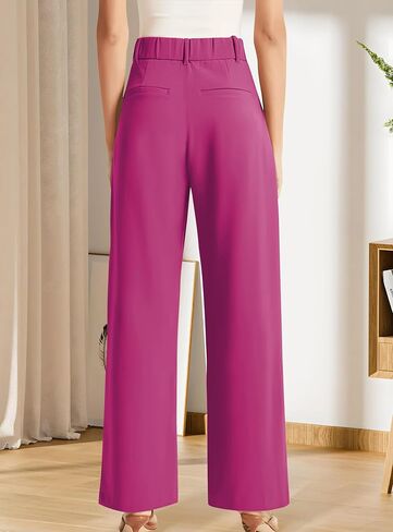 Sarin Mathews High Waisted Wide Leg Pants for Women Business Casual Dress Pant Palazzo Long Work Trousers with Pockets in Kuwait