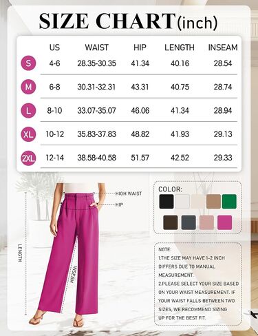 Sarin Mathews High Waisted Wide Leg Pants for Women Business Casual Dress Pant Palazzo Long Work Trousers with Pockets in Kuwait