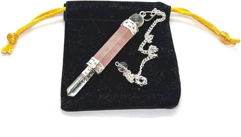 GEMSCITE Rose Quartz Wand Pendulum Crystal Therapy Genuine Healing Reiki in Kuwait