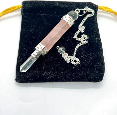 GEMSCITE Rose Quartz Wand Pendulum Crystal Therapy Genuine Healing Reiki in Kuwait