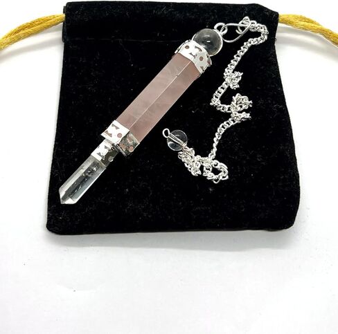 GEMSCITE Rose Quartz Wand Pendulum Crystal Therapy Genuine Healing Reiki in Kuwait