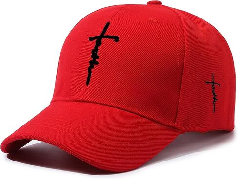 Embroidered Cross Baseball Cap, Christian Adjustable Snapback Hat for Men & Women, Structured Dad Hat with Jesus Faith Design in Kuwait