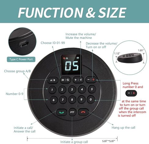 Intercoms Wireless for Home Full Duplex Hands Free Intercom System for Home,Business Office,Bank,Hotel Use with 2500 Feet Range in Open Area (Black-2) in Kuwait