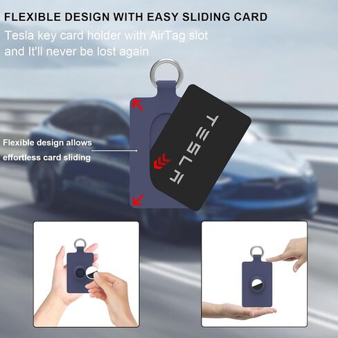 حامل بطاقة المفاتيح مع فتحة Airtag لـ Tesla ، حامل مفتاح البطاقة الناعمة السيليكون لـ Tesla Moder in Kuwait