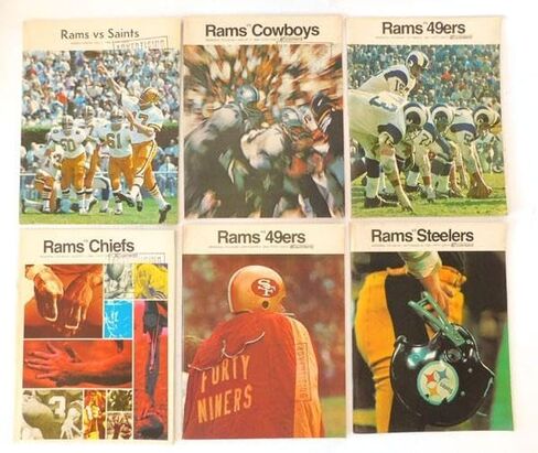 Lot of (6) Different 1968 Los Angeles Rams NFL Football Programs - NFL Programs in Saudi Arabia
