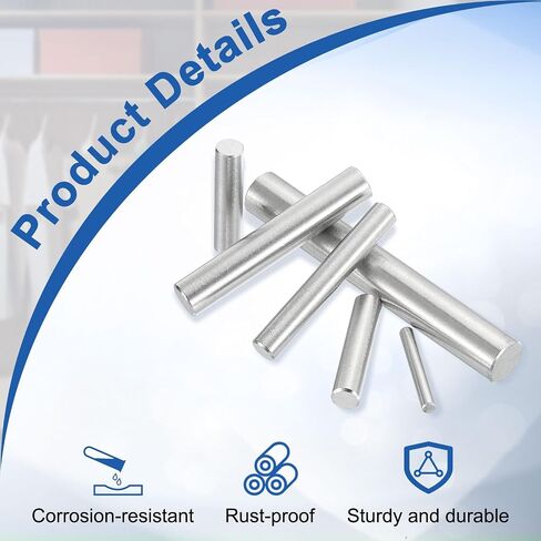 uxcell 50Pcs 5mm x 30mm Dowel Pins, 304 Stainless Steel Cylindrical Shelves Support Pegs Locating Pin Shelf Fasten Elements for Bookshelf Cabinet Furniture Component (GB119), Silver in Saudi Arabia