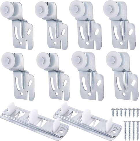 5 Pcs Sliding Closet Door Roller Kit,Wardrobe Door Roller with Slide Track,Closet Door Rollers Replacement for Top-Hung Sliding Door Hardware in Saudi Arabia